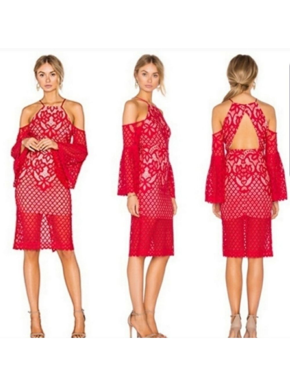 NWT Bardot 4 Lace Cold Shoulder Dress